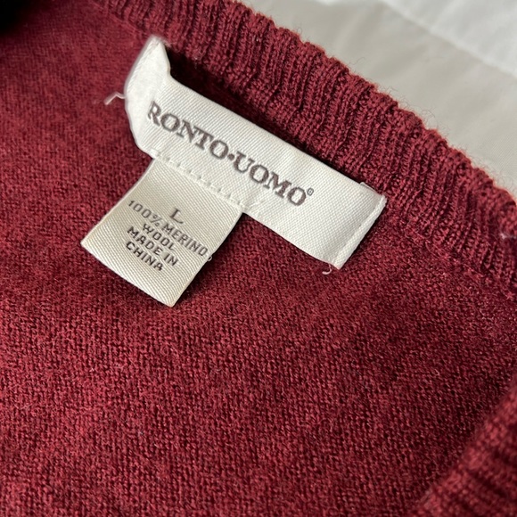 PRONTO UOMO Sweater Vest Size L 100% Merino Wool - Picture 4 of 4